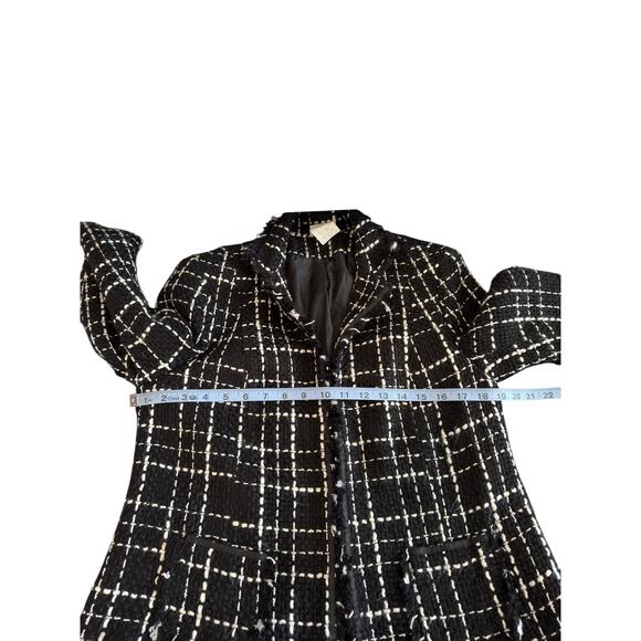 Vintage Blazer Women's Black White Tweed Twee Fringe Dressy Office Work Size 12 - Picture 11 of 13